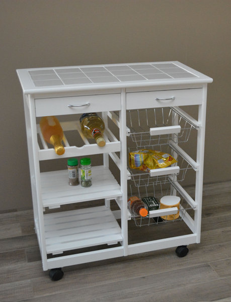 Brambly Cottage Küchenwagen Django mit Fliesenplatte | Wayfair.de